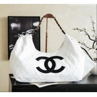 Original Cheap Chanel Coco Beach Small Shopping Bag Denim With Calfskin AS6191 White/Black/Gold 2026