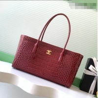 Good Product Chanel Small Shopping Bag in Crocodile Embossed Calfskin AS6243 Burgundy 2026