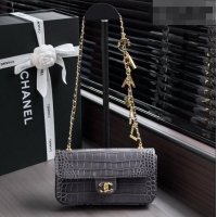 Most Popular Chanel Crocodile Embossed Calfskin Flap Bag AS6340 Grey 2026