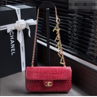 Best Grade Chanel Crocodile Embossed Calfskin Flap Bag AS6340 Burgundy 2026