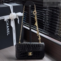 Inexpensive Chanel Crocodile Embossed Calfskin Flap Bag AS6340 Black 2026