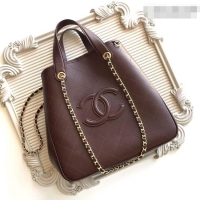 Buy Discount Chanel Small Tote Bag in Calfskin AS6200 Dark Brown 2026
