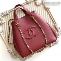 Famous Brand Chanel Small Tote Bag in Calfskin AS6200 Burgundy 2026