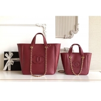 Famous Brand Chanel Small Tote Bag in Calfskin AS6200 Burgundy 2026