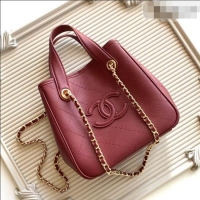 New Fashion Chanel Mini Tote Bag in Calfskin AS6199 Burgundy 2026