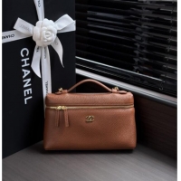 Free Shipping Chanel Large Vanity with chain/grained calfskin AP5347 Brown 2026