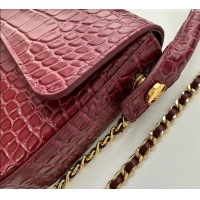 Grade Design Chanel Crocodile Embossed Calfskin Flap Bag With Top Handle AS6425 Burgundy 2026