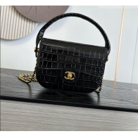 Shop Promotional Chanel Crocodile Embossed Calfskin Mini Flap Bag With Top Handle AS6424 Black 2026