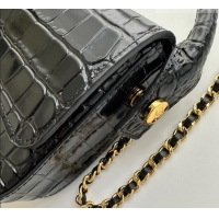 Shop Promotional Chanel Crocodile Embossed Calfskin Mini Flap Bag With Top Handle AS6424 Black 2026