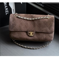 Original Cheap Chanel Suede Calfskin Maxi Flap Bag AS6281 Dark Brown 2026