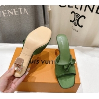 Purchase Louis Vuitton LV Cube Mule in Green Satin Pre-Fall 6073038 2026