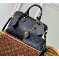 Famous Brand Louis Vuitton Speedy P9 Bandoulière 25 Bag in Ostrich Pattern Calfskin M24426 Black 2026