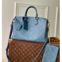 Good Taste Louis Vuitton Speedy P9 Bandoulière 30 Bag in Ostrich Pattern Calfskin M24426 Blue 2026