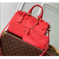 Luxury Cheap Louis Vuitton Speedy P9 Bandoulière 30 Bag in Ostrich Pattern Calfskin M24426 Red 2026