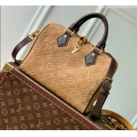 Most Popular Louis Vuitton Speedy Bandoulière 25 Bag in Beige Trench Embossed Calfskin Suede Leather M2A383 2026