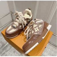 Duplicate Louis Vuitton LV Skate Sneaker in Beige Mix of Materials LV073053 Brown 2026