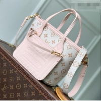 Good Quality Louis Vuitton Neverfull Inside Out BB Bag in Monogram Dune/Pink Cowhide Leather M2A466 2026