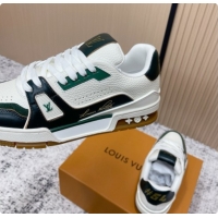 Buy Luxury Louis Vuitton Louis Vuitton LV Trainer Sneakers in Leather LV073101 White/Green 2026