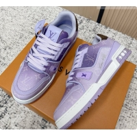Grade Quality Louis Vuitton Louis Vuitton LV Trainer Sneakers in Leather LV073106 Purple 2026