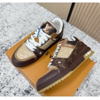 Duplicate Louis Vuitton LV Trainer Sneaker in Beige Mix of Materials LV073112 Beige/Brown 2026