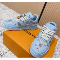 Unique Style Louis Vuitton Louis Vuitton LV Trainer Sneakers in Printed Leather LV073116 Blue 2026