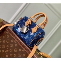 Best Product Louis Vuitton Speedy 18 Bandoulière Bag in Blue Monogram Flowers Denim M27557 2026