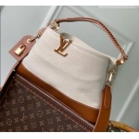 Original Cheap Louis Vuitton Bolsa Capucines Weekender PM Bag in Leather and Canvas M28438 Brown/White 2026