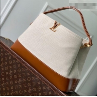 Super Quality Louis Vuitton Bolsa Capucines Weekender Bag in Leather and Canvas M28439 Brown/White 2026