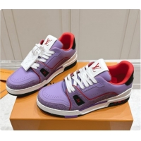Luxurious Louis Vuitton LV Trainer Sneakers in Leather LV073135 Purple 2026