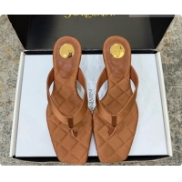 Charming Saint Laurent SIP Slides Sandal In Satin 4.5cm Heel Brown 6073145 2026