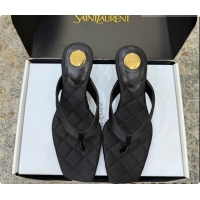 Pretty Style Saint Laurent SIP Slides Sandal In Satin 4.5cm Heel 6073145 Black 2026