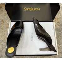 Luxurious Saint Laurent SABRINA Leather Mules 8.5cm 6073146 Black 2026