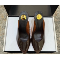 Top Grade Saint Laurent SABRINA TPU Mules 8.5cm Heel 6073151 Brown 2026