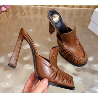 Good Quality Saint Laurent Le Loafer Mules in Oil Leather S081304 Brown 2026