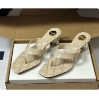 Sumptuous Saint Laurent SIP Sandals in Smooth Shiny Leather 4.5cm Heel Beige 6081925 2026