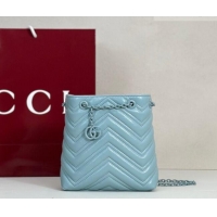 Inexpensive Gucci GG Marmont Leather nano bucket bag 856404 Ice Blue 2026