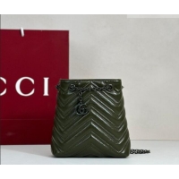 Inexpensive Gucci GG Marmont Leather nano bucket bag 856404 Forest Green 2026