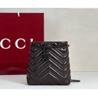 Top Design Gucci GG Marmont Leather nano bucket bag 856404 Dark Chocolate 2026