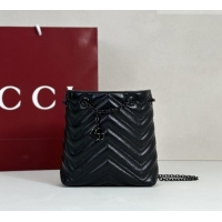 Best Grade Gucci GG Marmont Leather nano bucket bag 856404 Black 2026