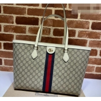Low Cost Gucci Ophidia GG Canvas Medium Tote Bag with Web 631685 Beige/White 2026
