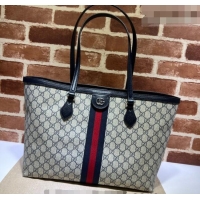 Pretty Style Gucci Ophidia GG Canvas Medium Tote Bag with Web 631685 Beige/Blue 2026