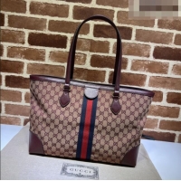 Well Crafted Gucci Ophidia GG Canvas Medium Tote Bag with Web 631685 Burgundy 2026