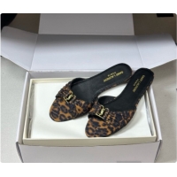 Popular Style Saint Laurent BABYLONE Slides Flat Sandals in Leopard Print Fabric 6081937 2026