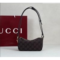 Top Quality Gucci Half Horsebit mini shoulder bag in GG Canvas 860784 Dark Brown 2026