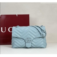 Shop Discount Gucci GG Marmont Leather medium shoulder bag 850676 Ice Blue 2026