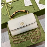 Super Quality Gucci Bamboo Mini Leather Bag 675795 White 2026