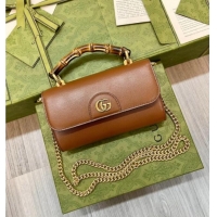Top Grade Gucci Bamboo Mini Leather Bag 675795 Brown 2026