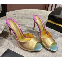 Stylish Christian Louboutin Leather Miss Z Mule 10cm Heel Multicolor 073183 2026