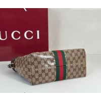 Shop Promotional Gucci Giglio Small Tote Bag in Varnished GG Fabric 860845 Brown 2025