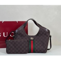 Best Product Gucci Giglio Small Tote Bag in GG Canvas 860845 Dark Brown 2025